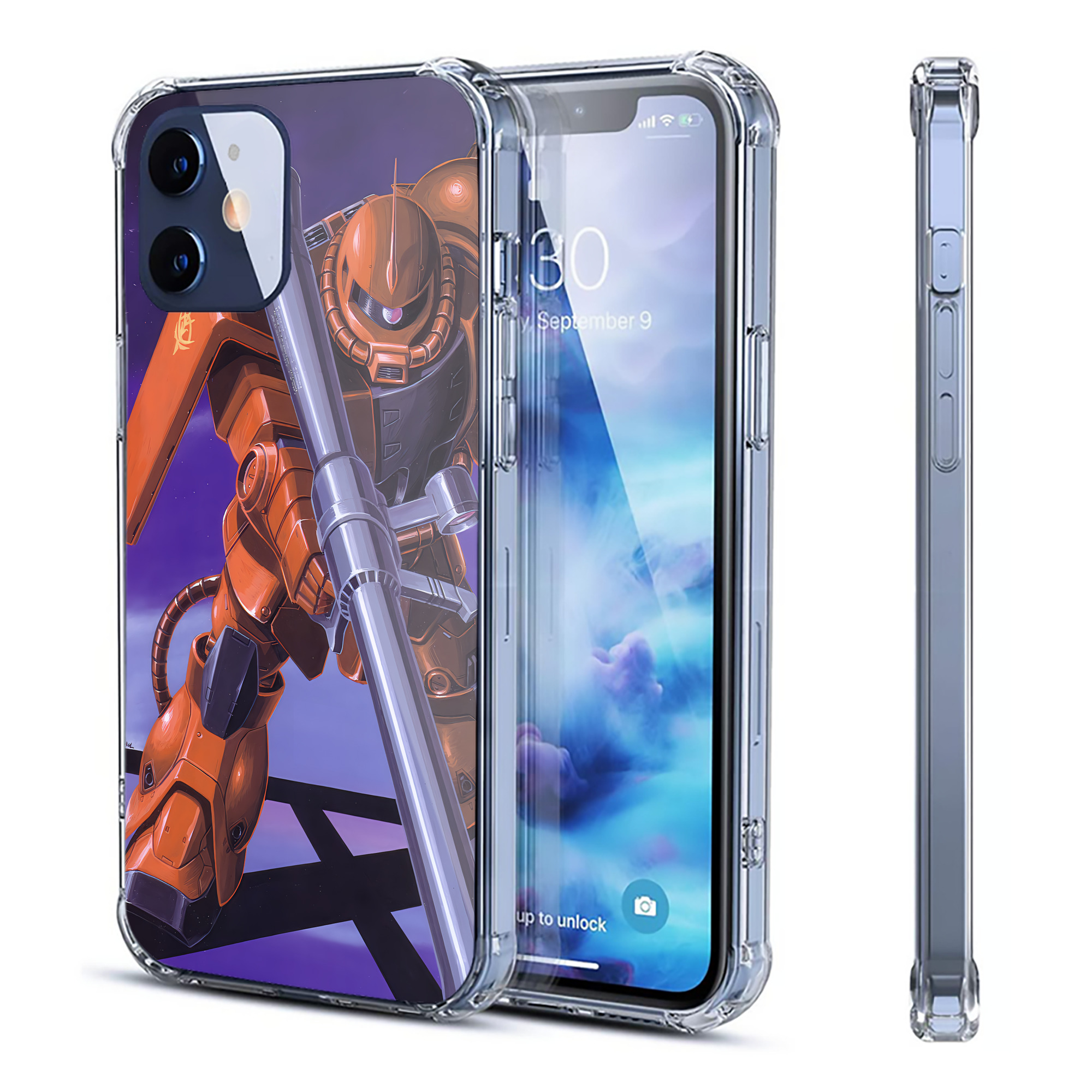 （画像用） 機動戦士ガンダム Mobile Suit Gundam 【iPhone 12シリーズ対応】透明スマホケース（クリアソフトケース）